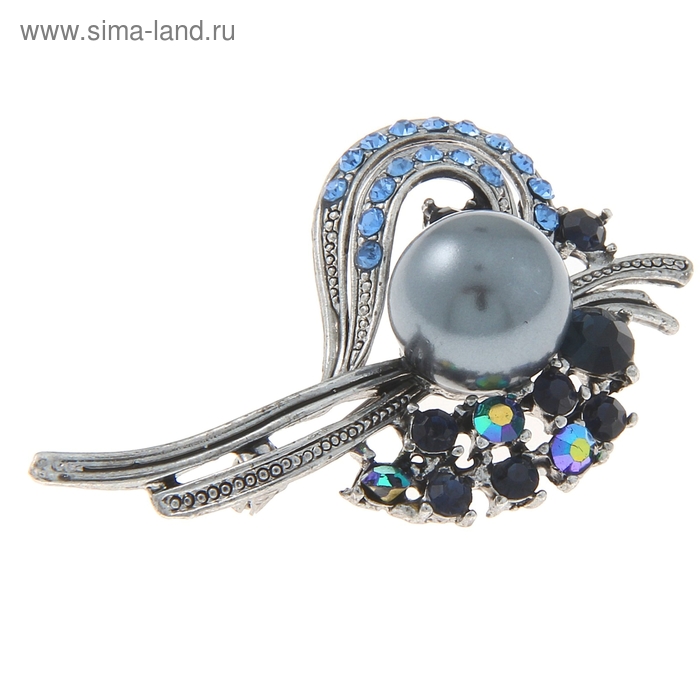 Брошь «Жемчужная королева», цвет синяя бездна - Фото 1