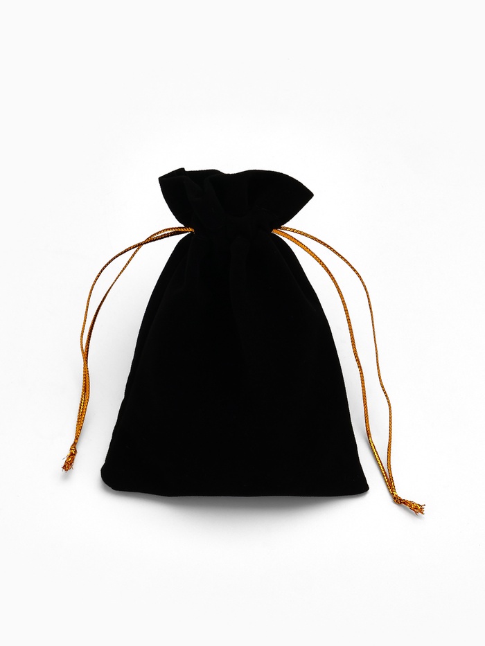 Мешочек бархатный, 9×12 см, чёрный с золотым шнурком - Фото 1