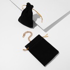 Мешочек бархатный, 9×12 см, чёрный с золотым шнурком - Фото 5