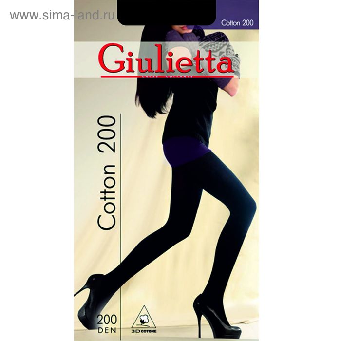 Колготки женские Giulietta COTTON 200 (nero, 5XL) - Фото 1