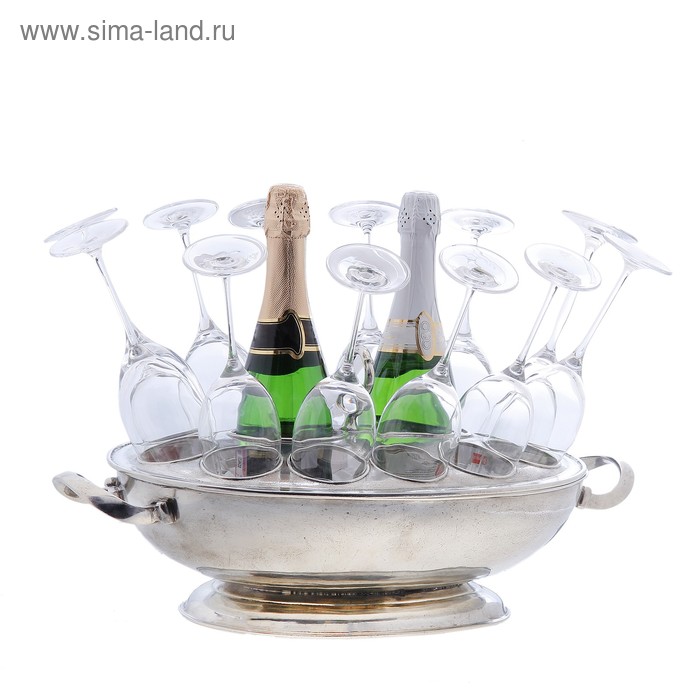 Емкость под шампанское с 12-ю хрустальными бокалами, 31 × 54 × 24 см - Фото 1