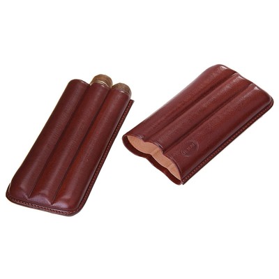 Портсигар темно-коричневый для 3 сигар, d = 1,8 см, 15,5 × 7,5 × 3 см