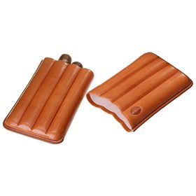 Портсигар светло-коричневый, для 4 сигар, d = 1,8 см, 14,5 × 10 × 3,5 см