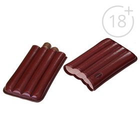 Портсигар темно-коричневого цвета для 4 сигар диаметром 1,8 см, 15,5 × 3 × 9,5 см