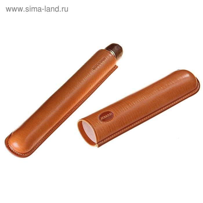 Портсигар светло-коричневого цвета для 1 сигары диаметром 2,1 см, 18,5 × 4 × 4,5 см - Фото 1