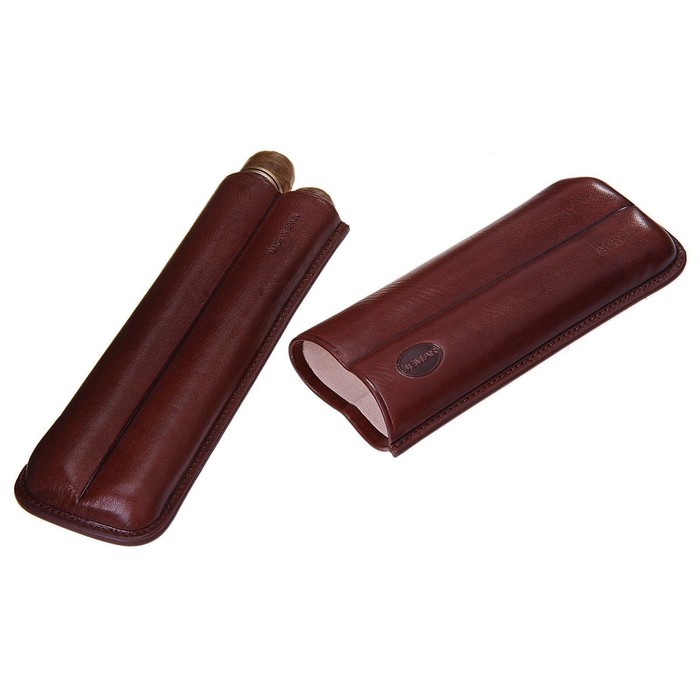 Портсигар темно-коричневый, для 2 сигар, d = 2,1 см, 18,5 × 6,5 × 3,5 см - Фото 1