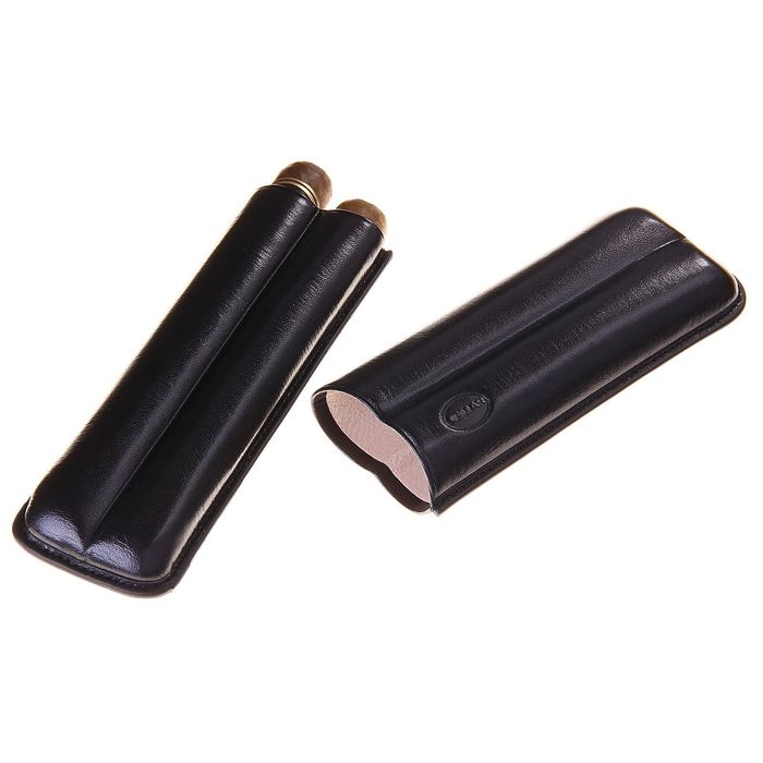 Портсигар черный для 2 сигар D 2,1 см, 18,5 × 6,5 × 3,5 см - Фото 1