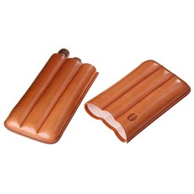 Портсигар светло-коричневый, для 3 сигар, d = 2,1 см, 20,5 × 3,5 × 9,5 см