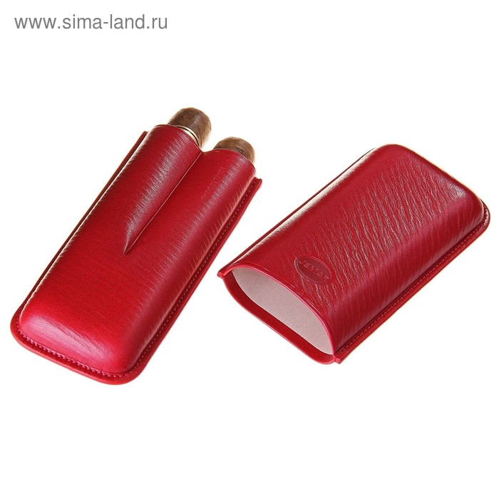Портсигар красный для 2 сигар D 2,1 см, 14,5 × 7,5 × 3,5 см - Фото 1