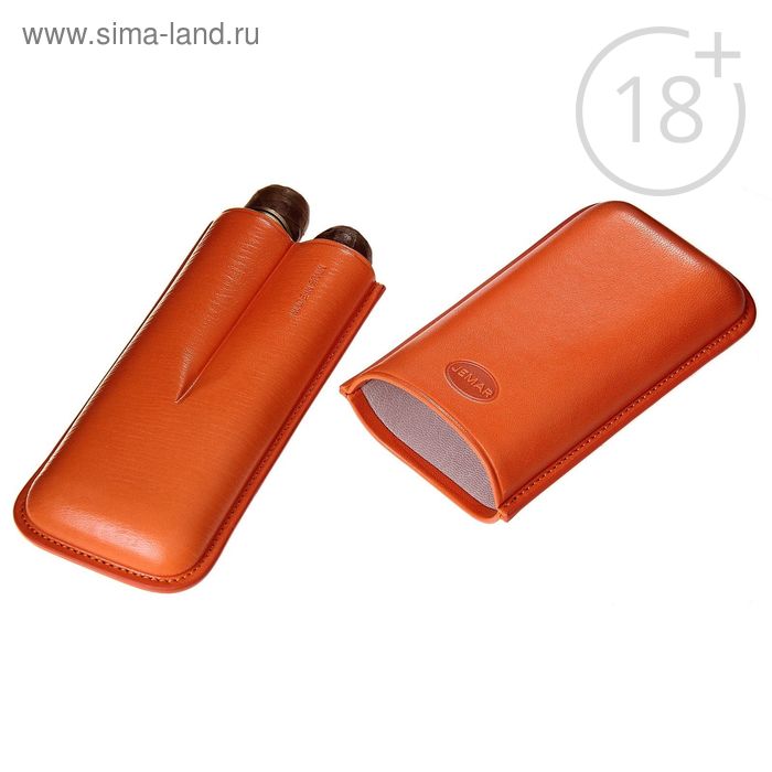Портсигар оранжевый, для 2 сигар, d = 2,1 см, 14,5 × 7,5 × 3,5 см - Фото 1