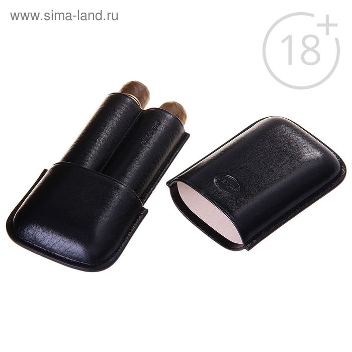 Портсигар черный для 2 сигар D 2,1 см, 16 × 3,5 × 7,5 см - Фото 1
