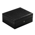 УЦЕНКА Хьюмидор деревянный с кожаной отделкой тиснение под крокодила, на 85 сигар с гигрометром и увлажнителем - Фото 3