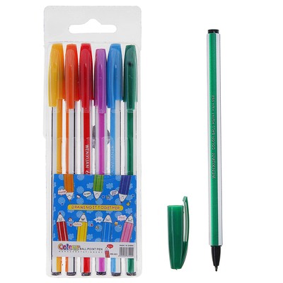 Набор ручек шариковых «Полоски», 6 цветов