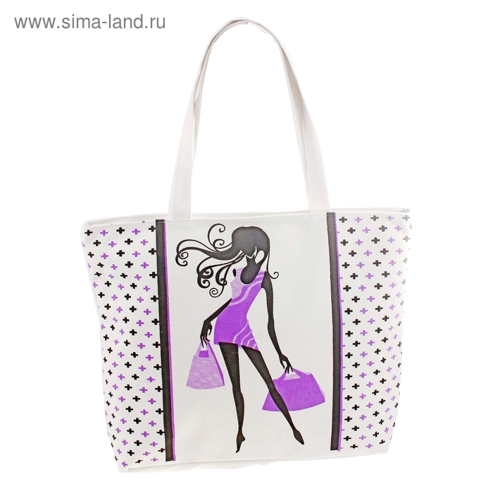 Женская летняя сумка "Путешественница", замок-молния, на подкладе, цвет молочный - Фото 1