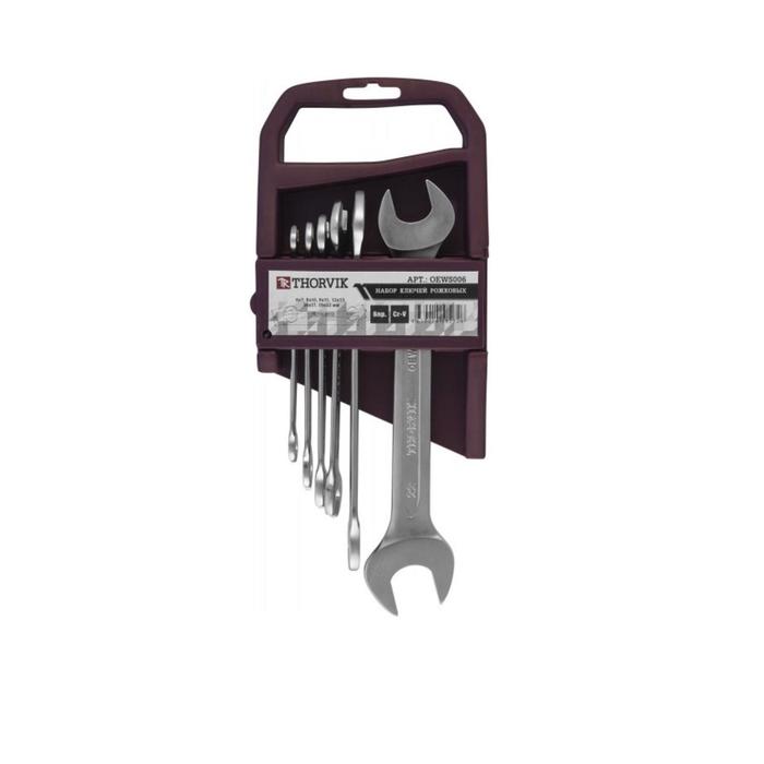 Набор ключей OEWS006 Thorvik 52008, рожковых, на держателе , 6-22 мм, 6 предметов - Фото 1