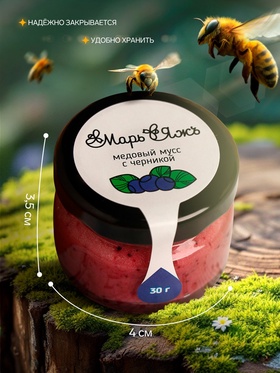 Медовый мусс «Марь&Яжъ», с черникой, 30 г (комплект 2 шт)