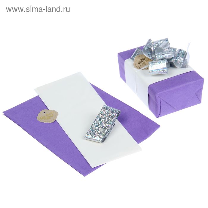 Набор для упаковки подарка "Орхидея" (бумага упаковочная+декор) - Фото 1