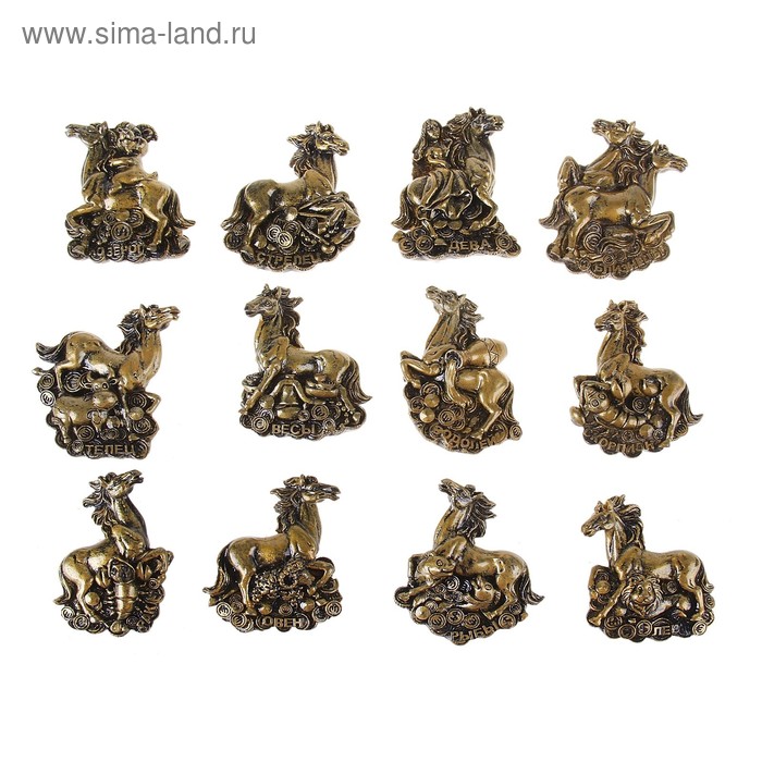 магнит полистоун бронзовый конь гороскоп 6,2*5 см - Фото 1