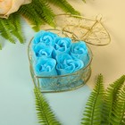 Мыльные лепестки "Сердце в шкатулке" (набор 6 роз) с цветочком, МИКС - Фото 1