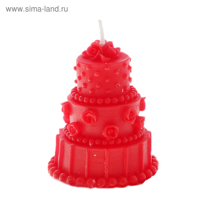 Свеча восковая "Тортик" ароматизированная, цвет красный - Фото 1