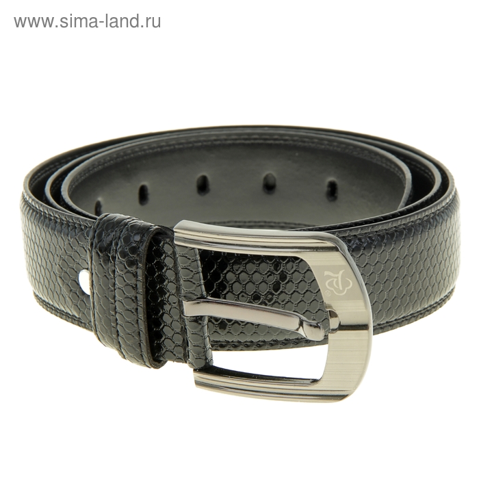 Ремень "Змея" лакированный, винт, пряжка - металл МИКС, черный - Фото 1