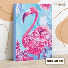 Картина по номерам на холсте с подрамником «Фламинго в цветах», 40х30 см - Фото 1