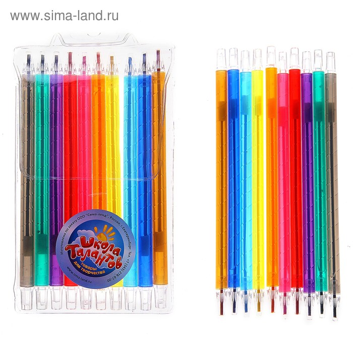 Восковые карандаши, набор из 10 цветов, высота 1 шт 17 см, диаметр 0,2 см - Фото 1