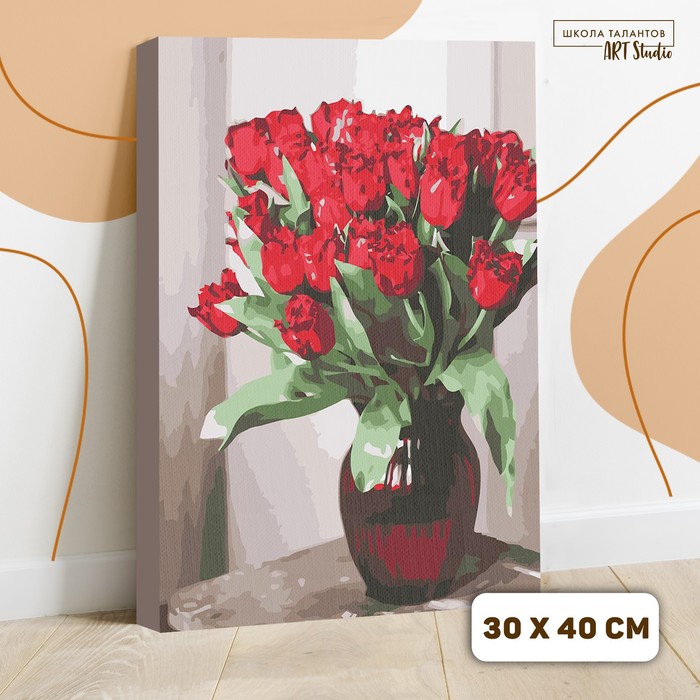 Картина по номерам на холсте с подрамником «Красные цветы», 40х30 см - Фото 1