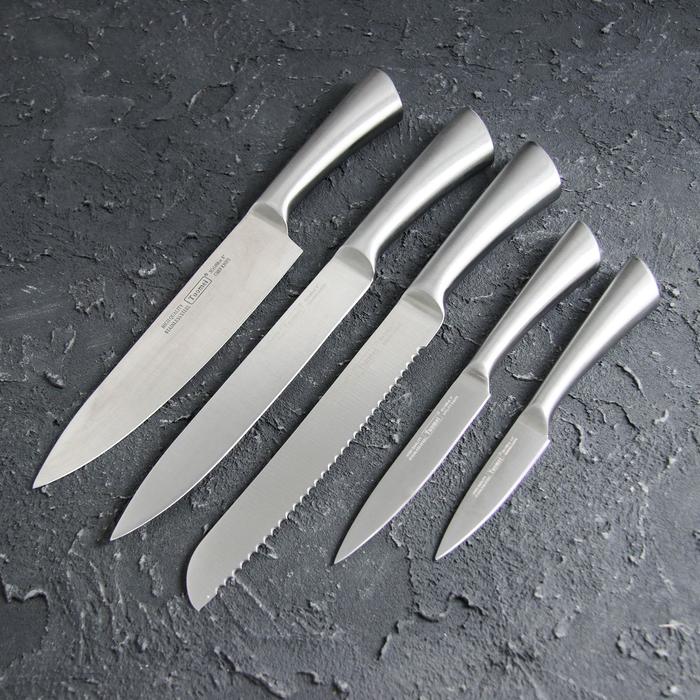 Набор ножей на подставке Lightning, 5 предметов, цвет серебристый - фото 1907189206