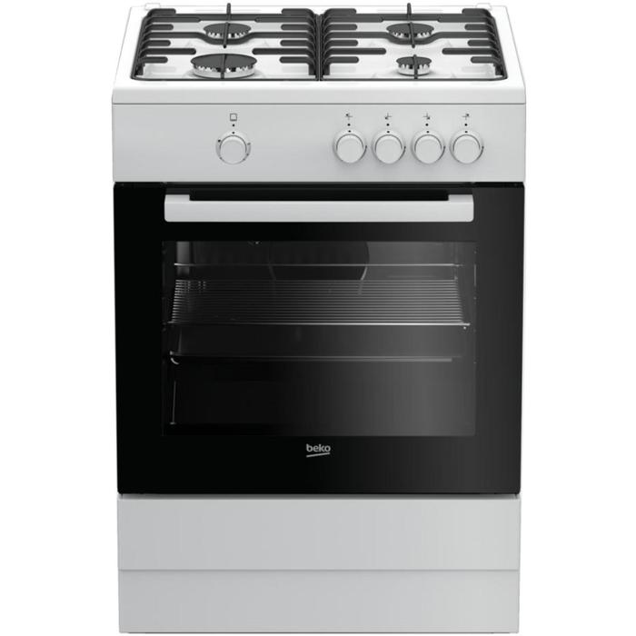 Плита Beko FSG 62000 W, газовая, 4 конфорки, 55 л, эмаль, белая - Фото 1