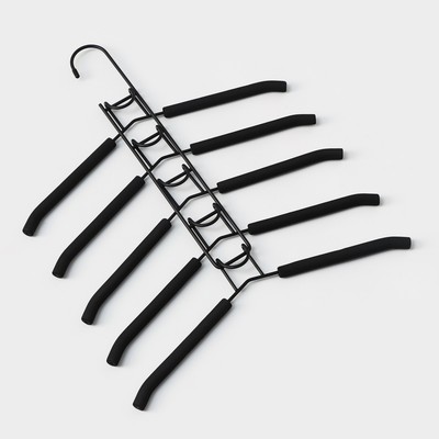 Плечики - вешалки для одежды Доляна, 38×40 см, многоуровневая, съёмные вешалки, антискользящее покрытие, чёрные