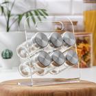 Набор для специй «Модерн», 23×9×22 см, 90 мл, 4×9.5 см, на подставке, 6 шт., стекло - Фото 1