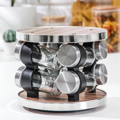 Набор для специй «Модерн», 30×9×22 см, ёмкость 90 мл, 4×9.5 см, на подставке, 8 шт., стекло