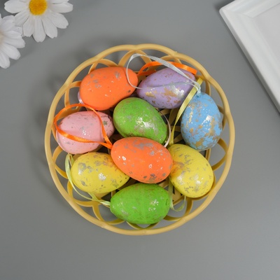 Пасхальный декор для творчества «Яйцо с лентой», набор 9 шт., яйцо 4.5×3 см, 3.7×14.5×14.5 см, МИКС