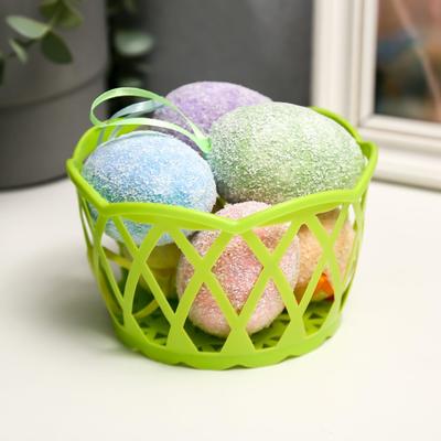 Пасхальный декор «Яйцо с посыпкой», набор 6 шт., яйцо 4.5×7 см; 8×13×13 см, МИКС