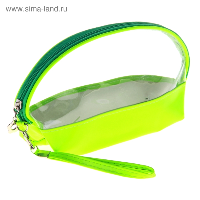 Косметичка ассорти "Бум" с прозрачной вставкой, зеленая - Фото 1