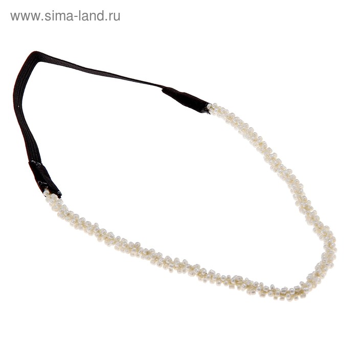 повязка для волос "Переплетение" 0,8 см жемчужное плотное - Фото 1