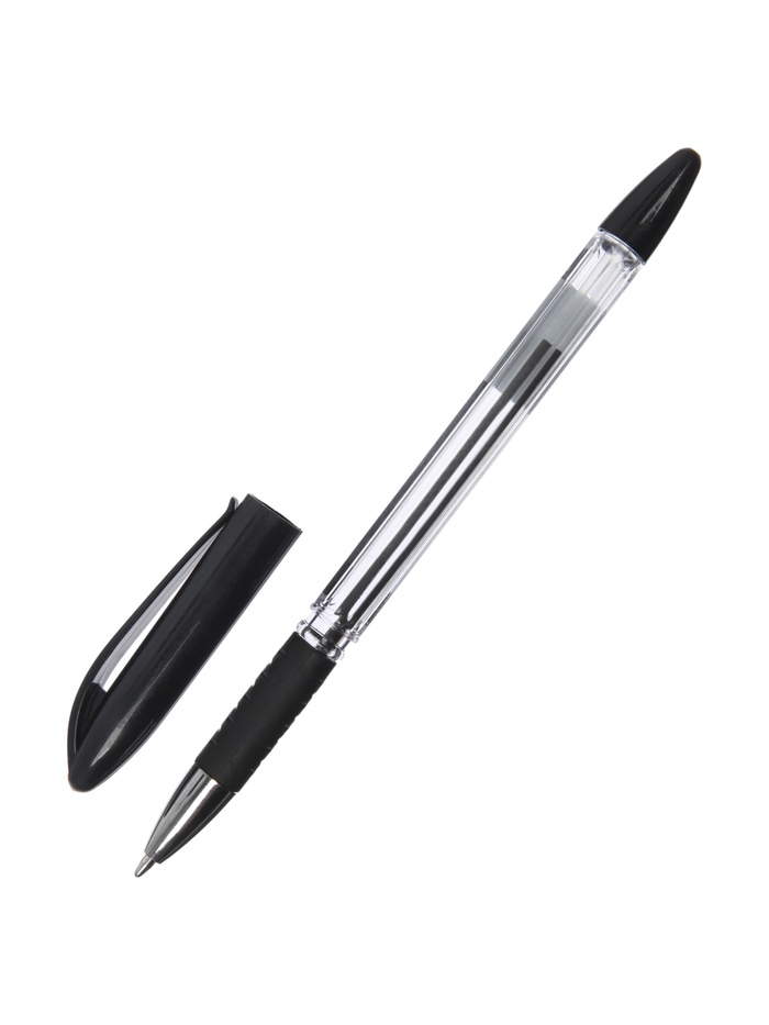 Набор шариковых ручек, 4 штуки, узел 0.5 мм, чёрный стержень, резиновый упор, прозрачный корпус - Фото 1