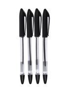 Набор шариковых ручек, 4 штуки, узел 0.5 мм, чёрный стержень, резиновый упор, прозрачный корпус - Фото 2