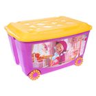 Ящик для игрушек с аппликацией "Маша и Медведь" на колёсиках, с крышкой, 50 л, цвет сиреневый, МИКС - Фото 3