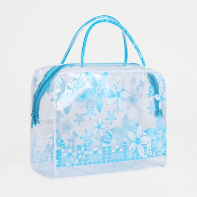 Косметичка на молнии, цвет голубой