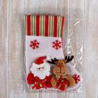 Носок для подарков "Дед Мороз с оленем" 26х18 см. бело-красный - фото 8230445