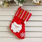 Носок для подарков "Дед Мороз со снежинкой" 13х8 см, бело-красный - фото 10027760