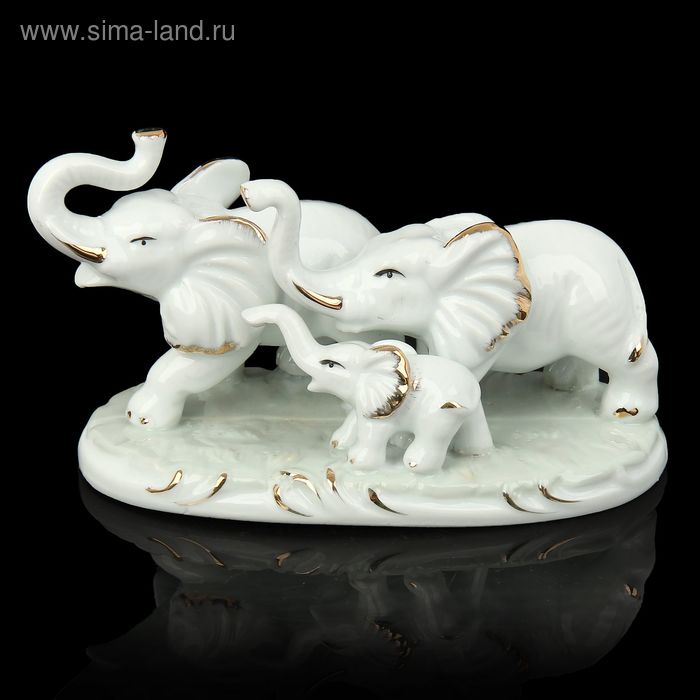 Сувенир керамика "Семейство слонов" 11,5х19,5х8 см - Фото 1