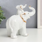 Сувенир керамика "Белый слон золотые ушки со слонёнком" 12х13х6,3 см - Фото 3