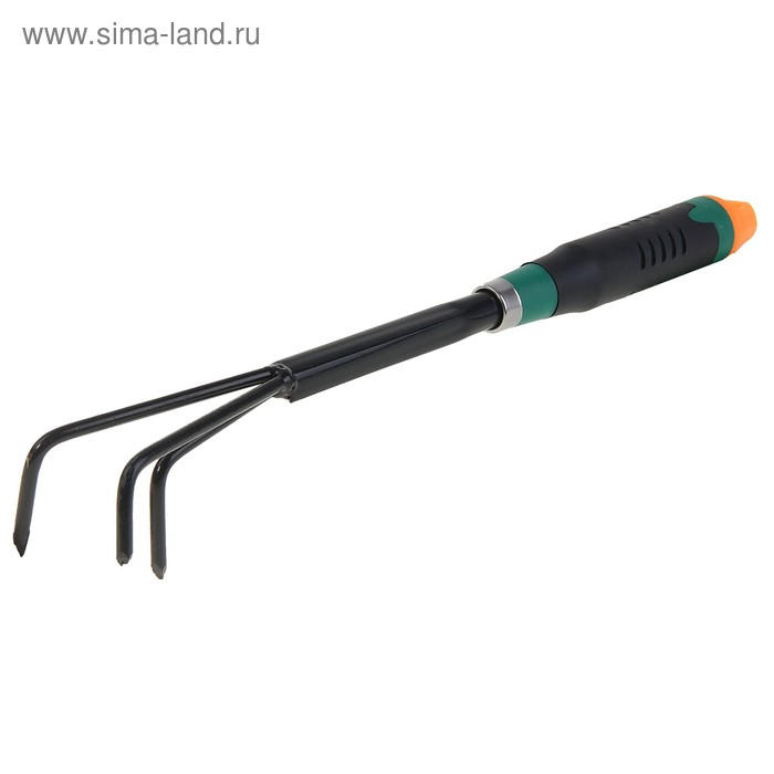 Рыхлитель, длина 39 см, 3 зубца, пластиковая ручка, чёрно-зелёный - Фото 1