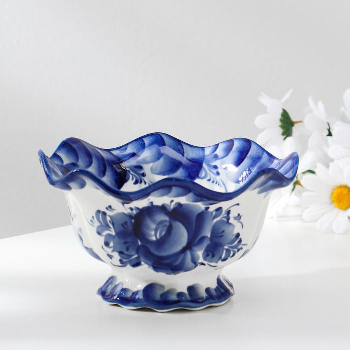 Конфетница «Цветок», 14х7,5 см, гжель - Фото 1