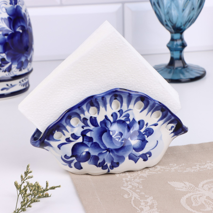 Салфетница фарфор гжель «Ракушка» - Фото 1