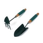 Набор садового инструмента, 2 предмета: совок, мотыжка, длина 36 см. деревянные ручки с поролоном - Фото 1