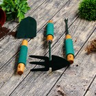 Набор садового инструмента, 3 предмета: совок, мотыжка, корнеудалитель, длина 36 см, деревянные ручки с поролоном - Фото 2